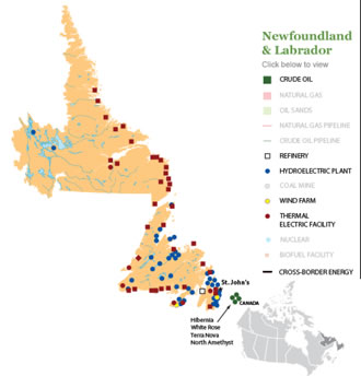 Newfoundland and Labrador Natural Resource Map